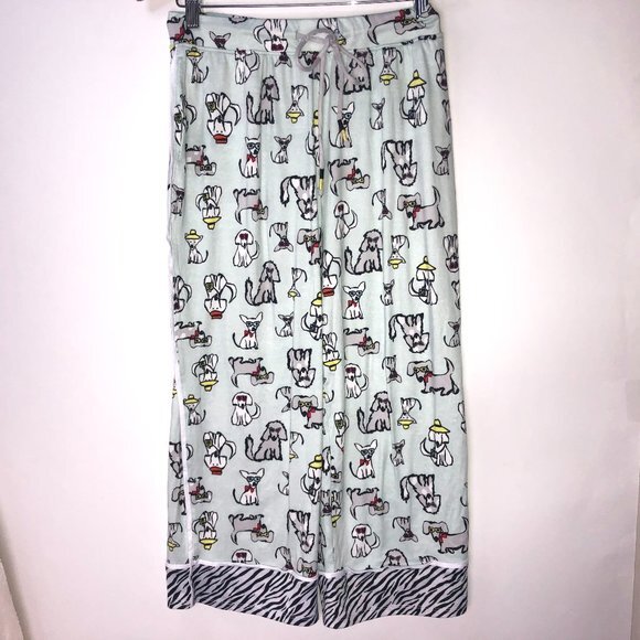 Cuddl Duds Pajama Pants Light Green with Dogs Small - Picture 1 of 10